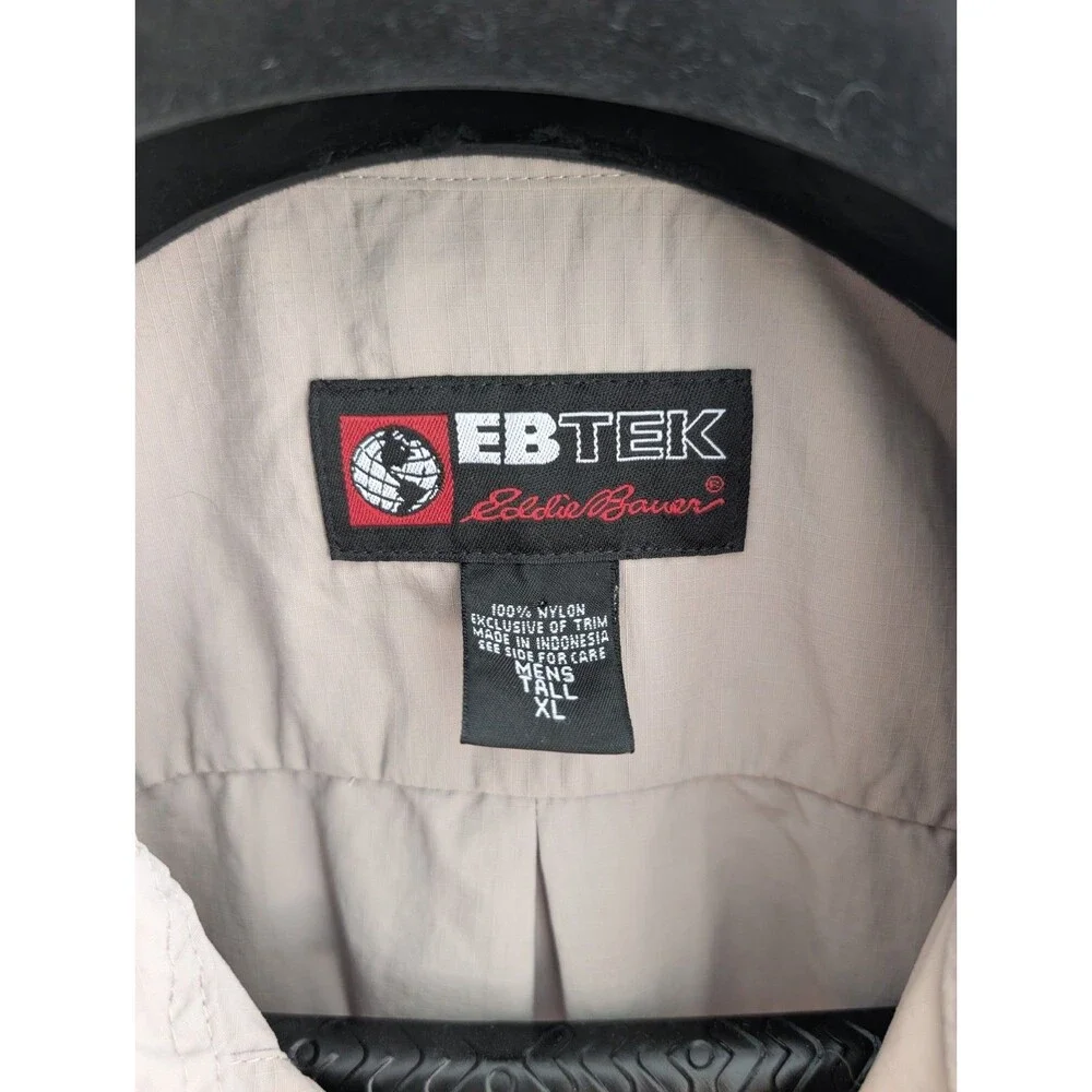 Eddie Bauer EBTEK Men's XLT Big & Tall Beige Nylon Button-Up Shirt SS